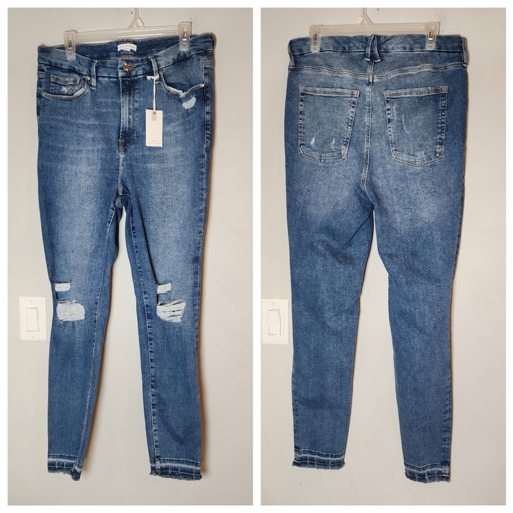 Good American Medium Blue Distressed Skinny Jeans